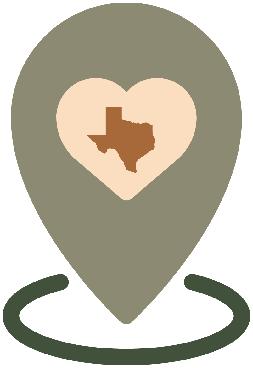 My TX Hill Country — Texas inside a heart and map pin